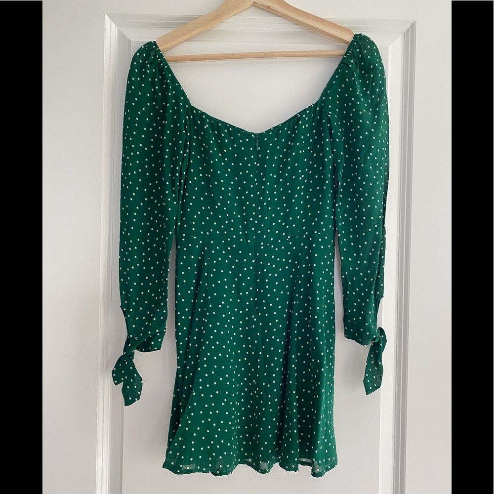 Reformation Green Polka Dot Mini Dress - Picture 4 of 8